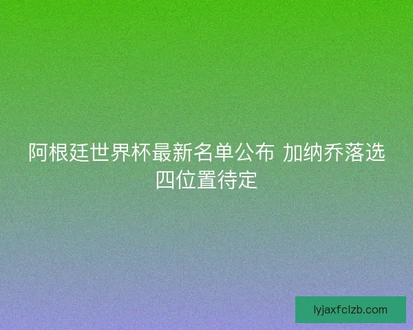 阿根廷世界杯最新名单公布 加纳乔落选四位置待定