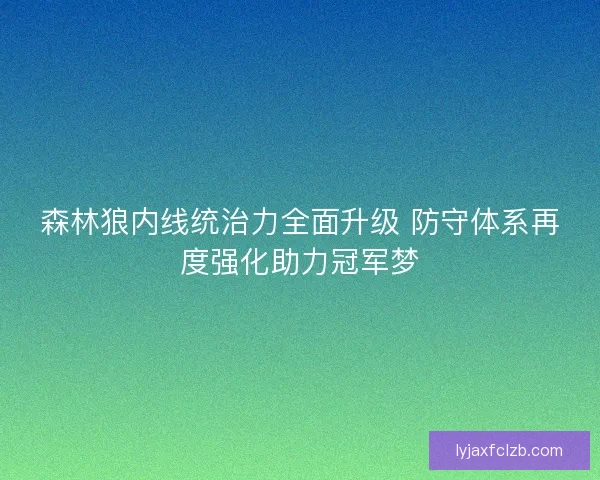 森林狼内线统治力全面升级 防守体系再度强化助力冠军梦